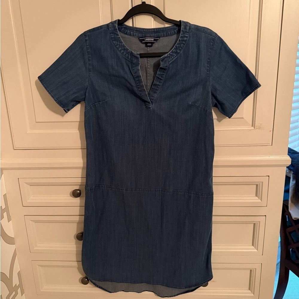 Lands End Denim Short Sleeve Dress size 4
